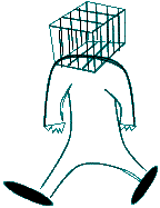 picture shows human with caged-in mind