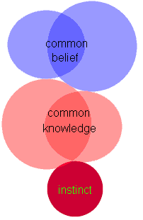 picture shows 2 peoples overlapping instinct knowledge and belief sphere 